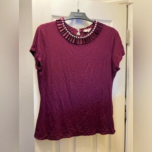 TED BAKER Pearl Collar Plum Blouse